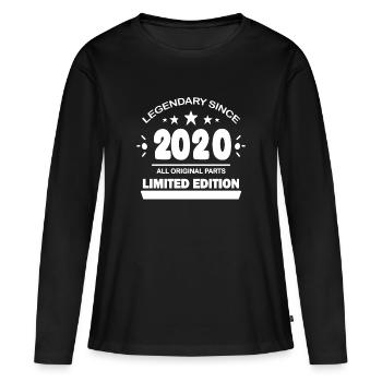 2020 - millésime 2020 - année de construction 2020 - T-shirt manches longues Premium bio Femme - noir - Devant - Julia (174cm)