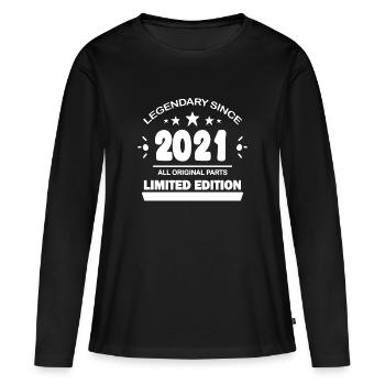2021 - millésime 2021 - année de construction 2021 - T-shirt manches longues Premium bio Femme - noir - Devant - Julia (174cm)