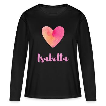 Chemise esthétique Isabella Pink Heart Girl - T-shirt manches longues Premium bio Femme - noir - Devant - Julia (174cm)