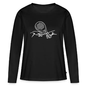 Trainer Racket Padel Sport Padelspiel Spieler - Frauen Premium Bio Langarmshirt - Schwarz - Vorne - Julia (174cm)