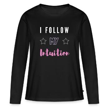 I Follow My Intuition Spiritual Mindset Tee - T-shirt manches longues Premium bio Femme - noir - Devant - Julia (174cm)
