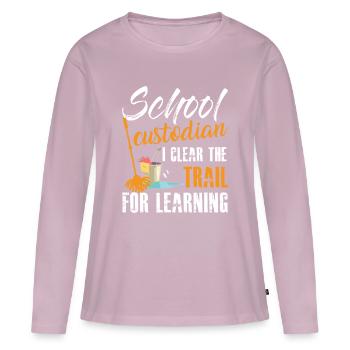 Citation du gardien de l’école Garde de l’éducation - T-shirt manches longues Premium bio Femme - rose poudré - Devant - Julia (174cm)