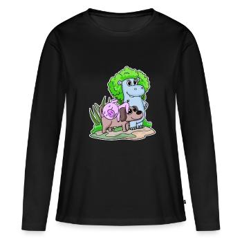 Niedliche Tiere - Frauen Premium Bio Langarmshirt - Schwarz - Vorne - Julia (174cm)