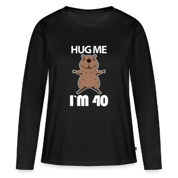 40 ans - 40 ans - câlin - T-shirt manches longues Premium bio Femme - noir - Devant - Julia (174cm)