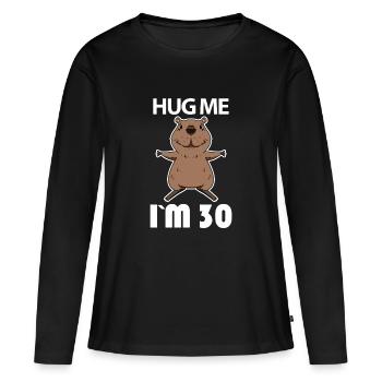 30 ans - 30 ans - câlin - T-shirt manches longues Premium bio Femme - noir - Devant - Julia (174cm)