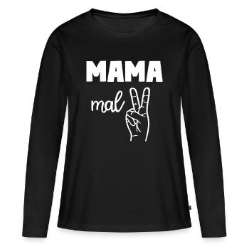 Mama Mal Zwei - Frauen Premium Bio Langarmshirt - Schwarz - Vorne - Julia (174cm)