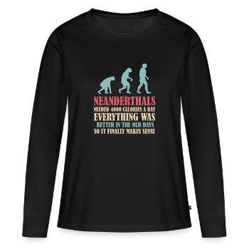 Neanderthal prehistoric primate anthropologist - Women's Premium Organic Long Sleeve Shirt - black - Front - Julia (174cm)