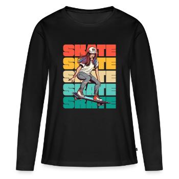 Skateboard Cool Skater Girl Colorful - T-shirt manches longues Premium bio Femme - noir - Devant - Julia (174cm)