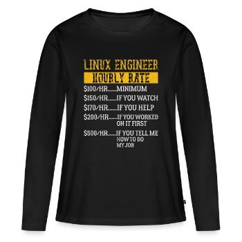 Ingénieur Linux Taux horaire Mécanique Taux de main-d’œuvre - T-shirt manches longues Premium bio Femme - noir - Devant - Julia (174cm)