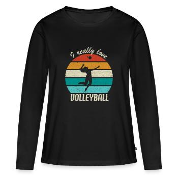 I Really Love Volleyball - Women's Premium Organic Long Sleeve Shirt - black - Front - Julia (174cm)