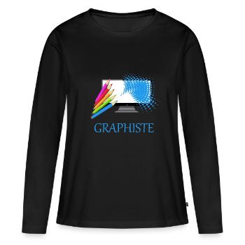 Grafiker - Frauen Premium Bio Langarmshirt - Schwarz - Vorne - Julia (174cm)