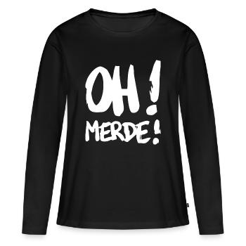Merde - T-shirt manches longues Premium bio Femme - noir - Devant - Julia (174cm)
