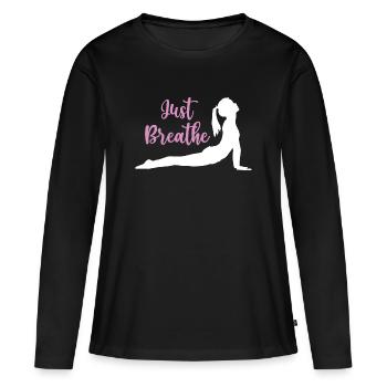 Yoga Geschenkidee - Namaste - Frauen Premium Bio Langarmshirt - Schwarz - Vorne - Julia (174cm)