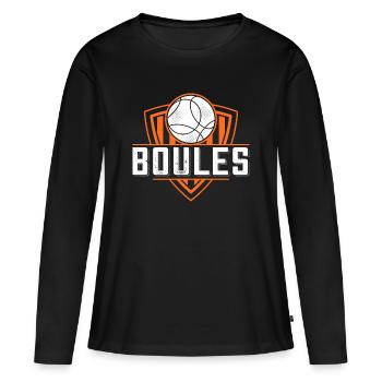 Boule boule boules pour bouler pétanque - T-shirt manches longues Premium bio Femme - noir - Devant - Julia (174cm)