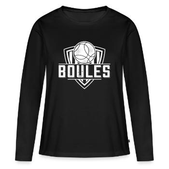 Boule boule boules pour bouler pétanque - T-shirt manches longues Premium bio Femme - noir - Devant - Julia (174cm)