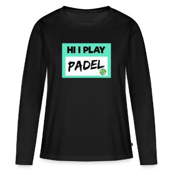 Déclaration de Balles de jeu de padel de joueur de padel de loisir - T-shirt manches longues Premium bio Femme - noir - Devant - Julia (174cm)