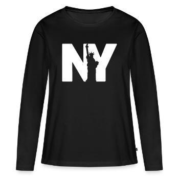 New York Statue - Frauen Premium Bio Langarmshirt - Schwarz - Vorne - Julia (174cm)