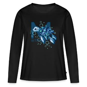 Tortue maritime - T-shirt manches longues Premium bio Femme - noir - Devant - Julia (174cm)
