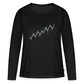 Graphique en chandelier - T-shirt manches longues Premium bio Femme - noir - Devant - Julia (174cm)