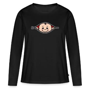 Grossesse Grossesse Ventre de bébé Mère Famille - T-shirt manches longues Premium bio Femme - noir - Devant - Julia (174cm)