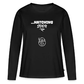 Déclaration de grossesse Grossesse Bébé - T-shirt manches longues Premium bio Femme - noir - Devant - Julia (174cm)
