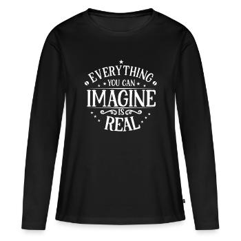 rêve, rêverie, vivre ses rêves - T-shirt manches longues Premium bio Femme - noir - Devant - Julia (174cm)