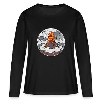 Vulkan Berg Kreis Berge Vulkane - Frauen Premium Bio Langarmshirt - Schwarz - Vorne - Julia (174cm)