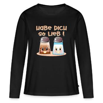 Habe Dich so lieb - Salz und Pfeffer - Frauen Premium Bio Langarmshirt - Schwarz - Vorne - Julia (174cm)