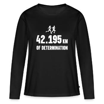 Marathon - 42 195 km de détermination - T-shirt manches longues Premium bio Femme - noir - Devant - Julia (174cm)