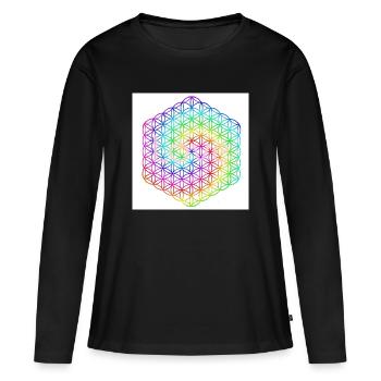 Flower of Life - 5th Dimension - Mandala - love - Women's Premium Organic Long Sleeve Shirt - black - Front - Julia (174cm)