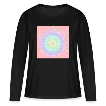 Blume des Lebens weiß - 5. Dimension - Frauen Premium Bio Langarmshirt - Schwarz - Vorne - Julia (174cm)