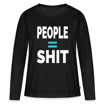 PERSONNES = MERDE - T-shirt manches longues Premium bio Femme - noir - Devant - Julia (174cm)