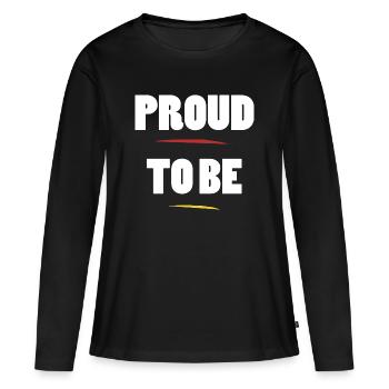 Fier d’être ego citation - T-shirt manches longues Premium bio Femme - noir - Devant - Julia (174cm)