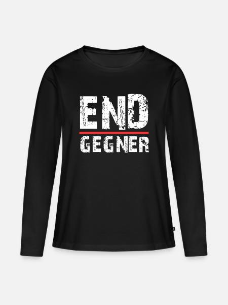 Endgegner Gamer Zocker Gaming Design - Frauen Premium Bio Langarmshirt - Schwarz