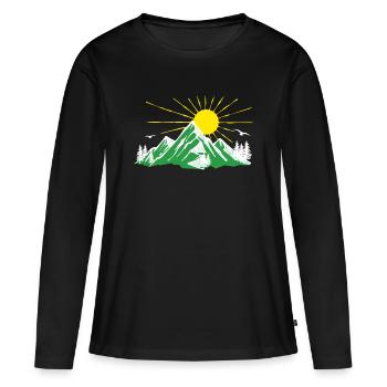 Berge Natur Wandern Naturliebhaber Gletscher - Frauen Premium Bio Langarmshirt - Schwarz - Vorne - Julia (174cm)