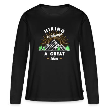 Gletscher Berge Wandern Statement Wanderer Natur - Frauen Premium Bio Langarmshirt - Schwarz - Vorne - Julia (174cm)