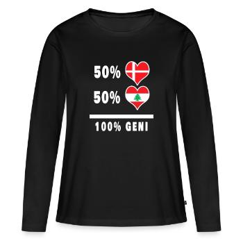 Liban et Danemark 100% drapeau de génie - T-shirt manches longues Premium bio Femme - noir - Devant - Julia (174cm)