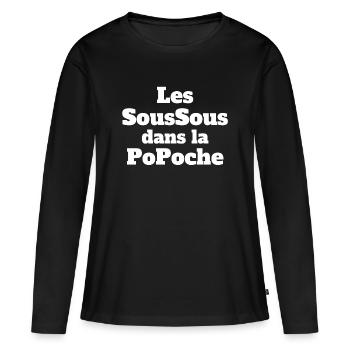 argent, gagner de l'argent, gagner au loto - T-shirt manches longues Premium bio Femme - noir - Devant - Julia (174cm)