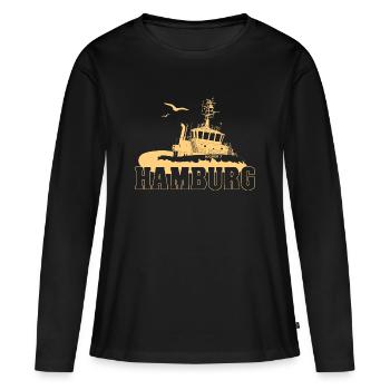 Remorqueurs dans le port de Hambourg - T-shirt manches longues Premium bio Femme - noir - Devant - Julia (174cm)