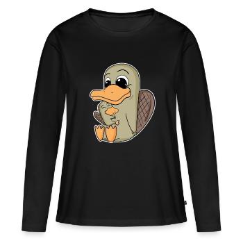 Famille d’ornithorynques - ornithorynque avec bébé - T-shirt manches longues Premium bio Femme - noir - Devant - Julia (174cm)
