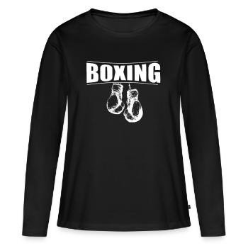 Boxe avec des gants - T-shirt manches longues Premium bio Femme - noir - Devant - Julia (174cm)