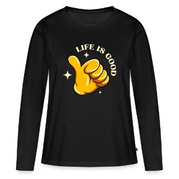 life is good, la vie est belle - T-shirt manches longues Premium bio Femme - noir - Devant - Julia (174cm)
