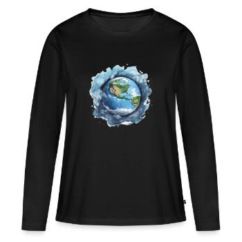 Terre - T-shirt manches longues Premium bio Femme - noir - Devant - Julia (174cm)