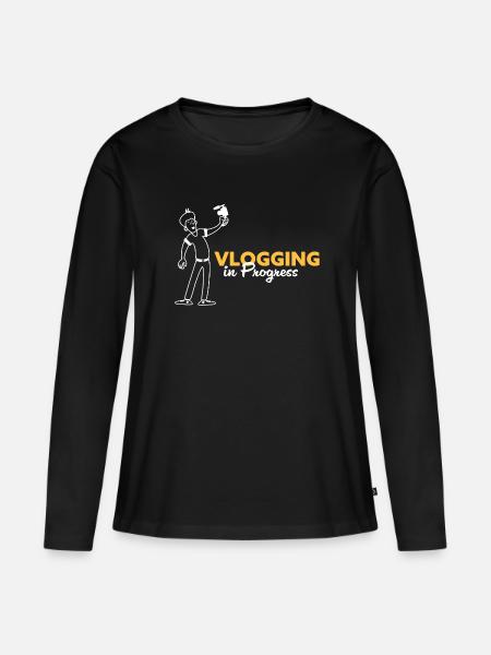 Vlogging im Gange - Frauen Premium Bio Langarmshirt - Schwarz