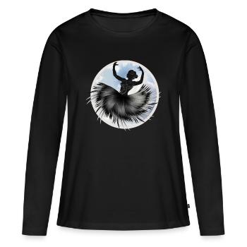Balletttänzerin tanzt mit Federkleid in den Wolken - Frauen Premium Bio Langarmshirt - Schwarz - Vorne - Julia (174cm)