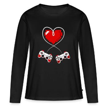 jeux vidéo, gamer, console de jeux - T-shirt manches longues Premium bio Femme - noir - Devant - Julia (174cm)