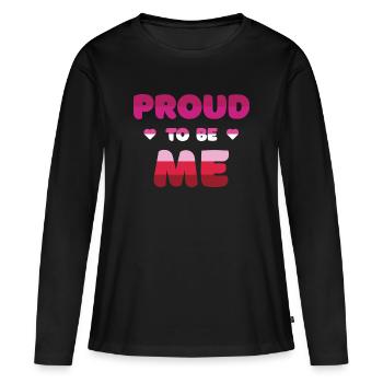 Fierté lesbienne d’être moi - Mois de la fierté - T-shirt manches longues Premium bio Femme - noir - Devant - Julia (174cm)