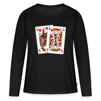 Reine et Roi de Cœur - T-shirt manches longues Premium bio Femme - noir - Devant - Julia (174cm)