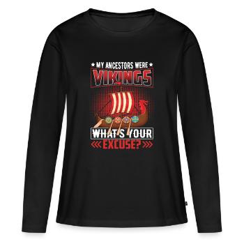 Ancêtre viking - T-shirt manches longues Premium bio Femme - noir - Devant - Julia (174cm)