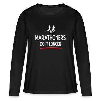 Marathonläufer machen es länger - Frauen Premium Bio Langarmshirt - Schwarz - Vorne - Julia (174cm)